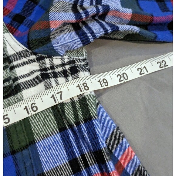 Madewell Size Small Flannel Top Womens Blue Plaid Shirt White Green LS Button - Picture 6 of 7